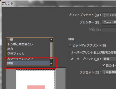 カテゴリから「詳細」を選択