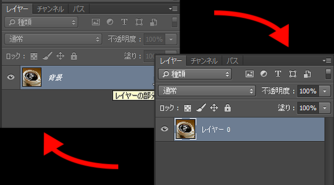 Photoshop 背景 レイヤー レイヤー0 の切り替え バンフートレーニングスクール スタッフ ブログ